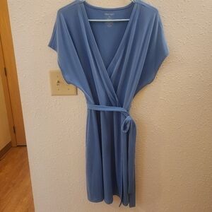 SZ XL NINE WEST DOLMAN SLEEVE FAUX WRAP DRESS PERIWINKLE BLUE